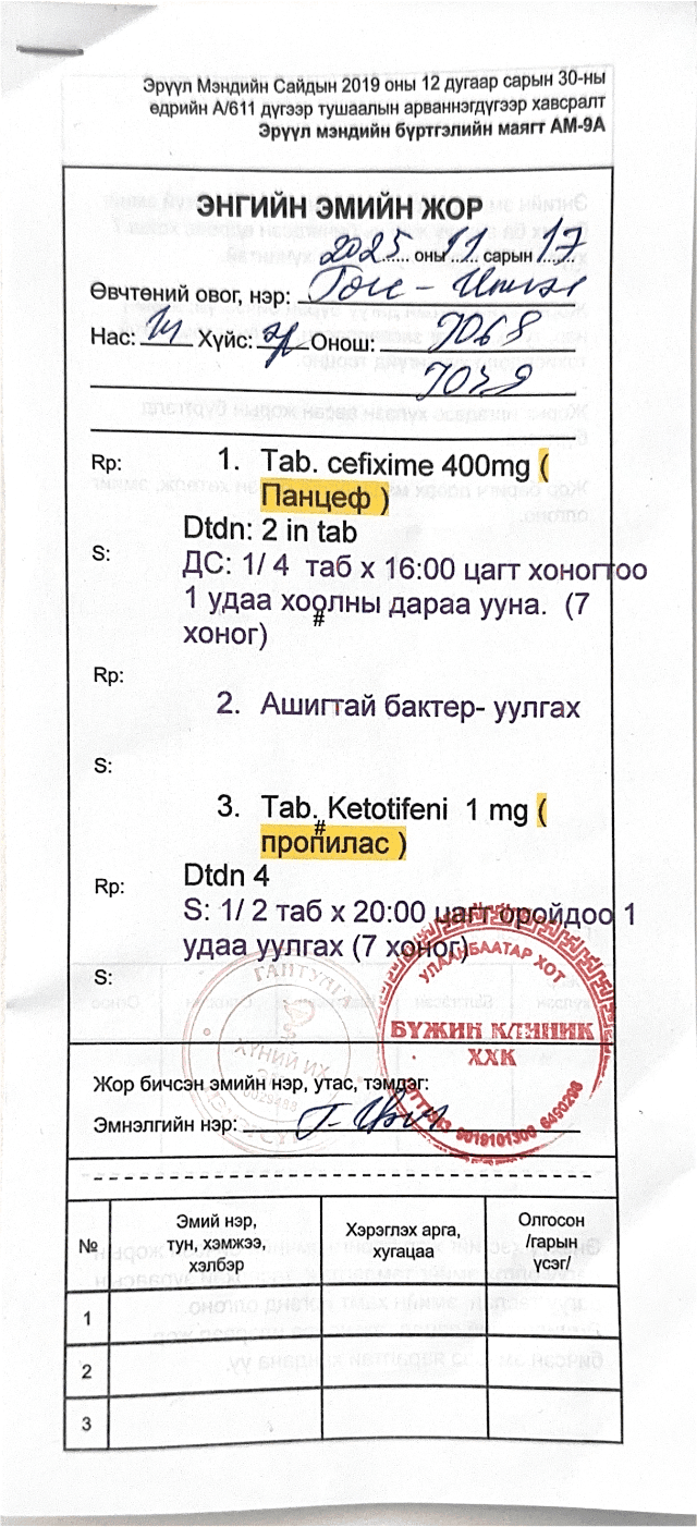 example prescription